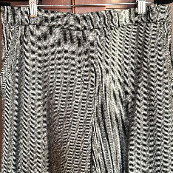 Y2K Medium Rise Wide Leg Wool Herringbone Pants 8 - Picture 5 of 12